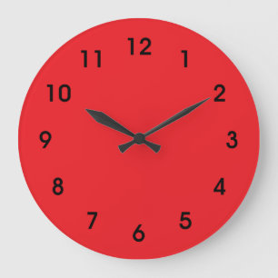Grande Horloge Ronde Rouge, rouge vif, couleur unie