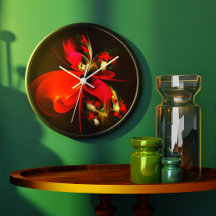 Rouge Vert Floral Moderne Art Abstrait Motif #02