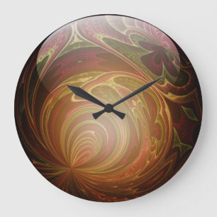 Grande Horloge Ronde Rougeoyant abrégé sur en verre d'or et texturis