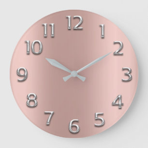 Grande Horloge Ronde Rougissent le chiffre arabe métallique rose de