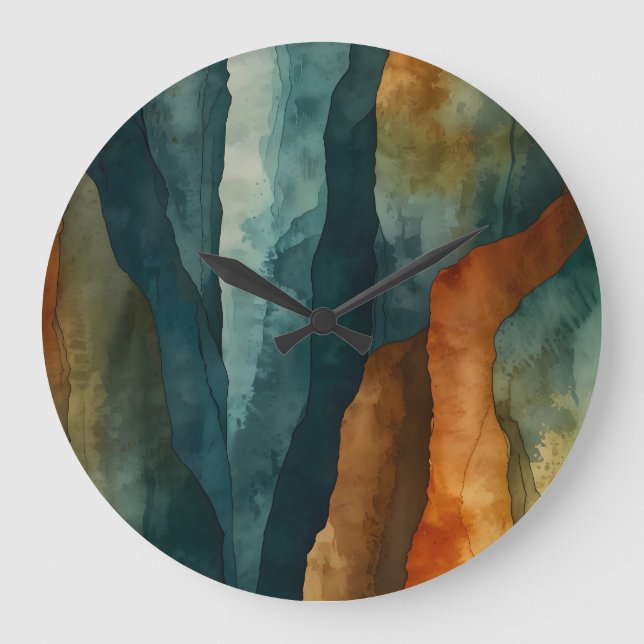 Grande Horloge Ronde Rouille et Turquoise (Recto)
