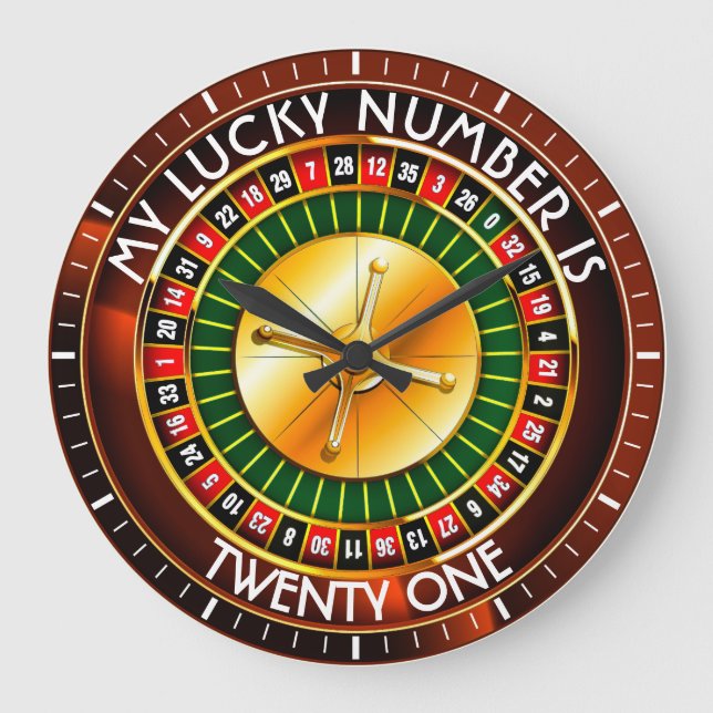 Grande Horloge Ronde Roulette Casino Roulette Avec Votre Chance Numéro (Recto)