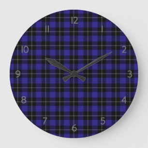 Grande Horloge Ronde Royal Blue Black Plaid