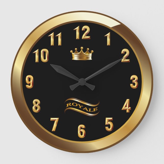 Grande Horloge Ronde Royale Crown Classic ~ Gold On Black ~ Unique ~ (Recto)