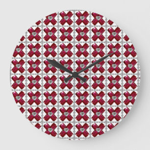 Grande Horloge Ronde Ruby Diamond Art, Rouge