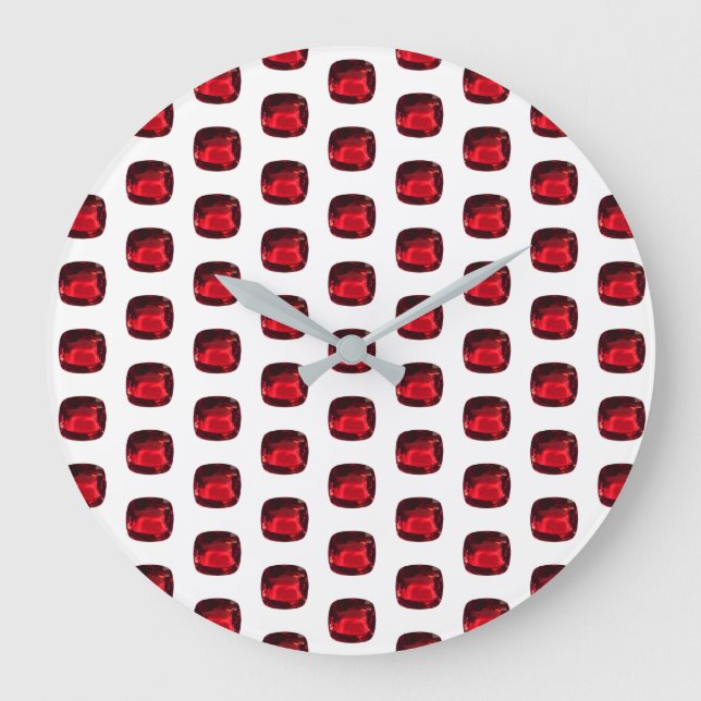 Grande Horloge Ronde Ruby Gemstone Pattern, July Birthstone Large Clock (Recto)