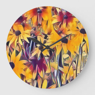 GRANDE HORLOGE RONDE RUDBECKIAS