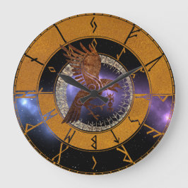 Grande Horloge Ronde Runes de Viking