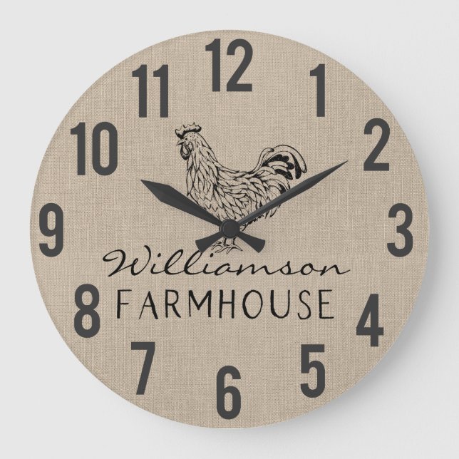 Grande Horloge Ronde Russe Agritourisme Burlap Nom de famille Grand (Recto)
