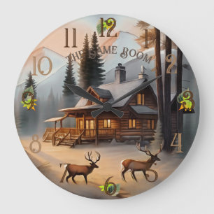 Grande Horloge Ronde Russe Brown et gris aquarelle journal Accueil