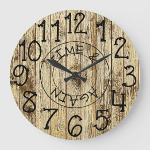 Grande Horloge Ronde Russe Personnalisé bois Brown temps et fois