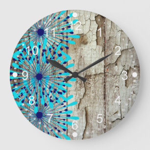 Grande Horloge Ronde Rustic Country Old Barn Wood