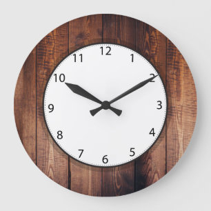 Grande Horloge Ronde Rustic Dark Wood