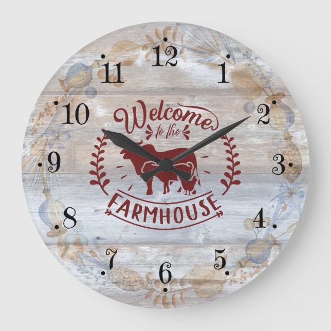 Grande Horloge Ronde Rustic Farmhouse Rooster Wall Clock (Recto)