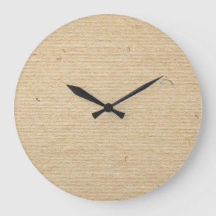 Grande Horloge Ronde Rustic Kraft Papier : Arrière - plan texturé.