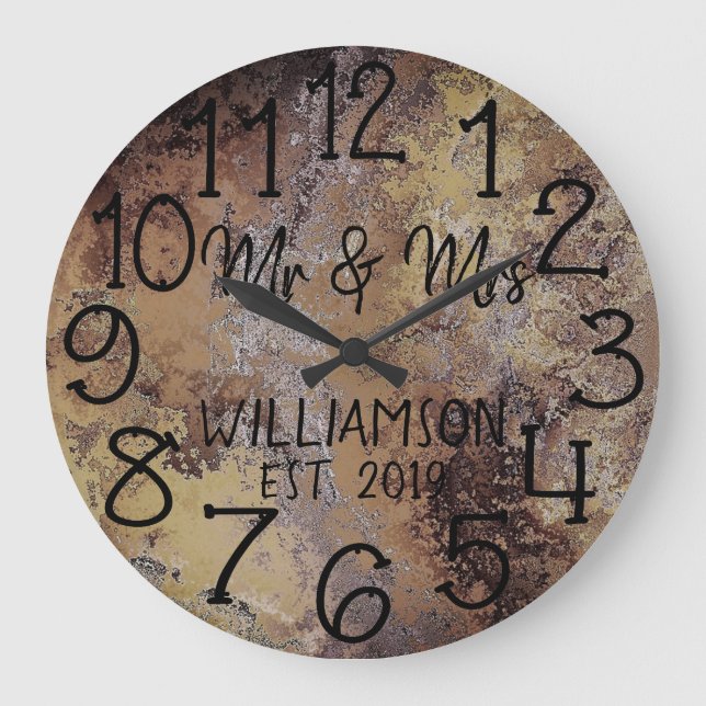 Grande Horloge Ronde Rustic Personalized Distressed Rust Custom (Recto)