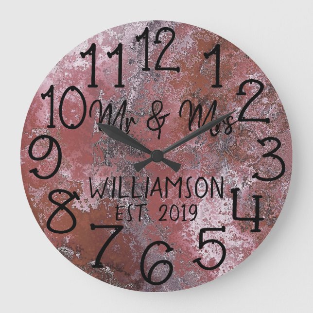 Grande Horloge Ronde Rustic Personalized Distressed Rust Custom (Recto)