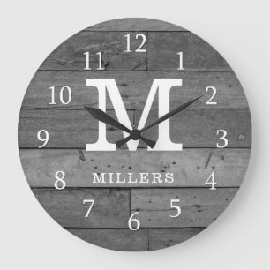 Grande Horloge Ronde Rustic Reclaimed Wood Family