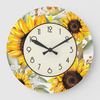 Grande Horloge Ronde Rustic Sunflower