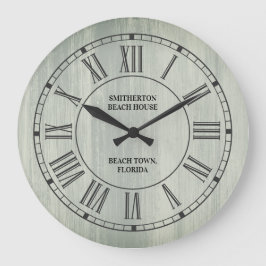 Grande Horloge Ronde Rustic Turquoise Wood