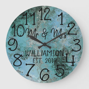 Grande Horloge Ronde Rustique Personnalisé en Distress Rust Personnalis