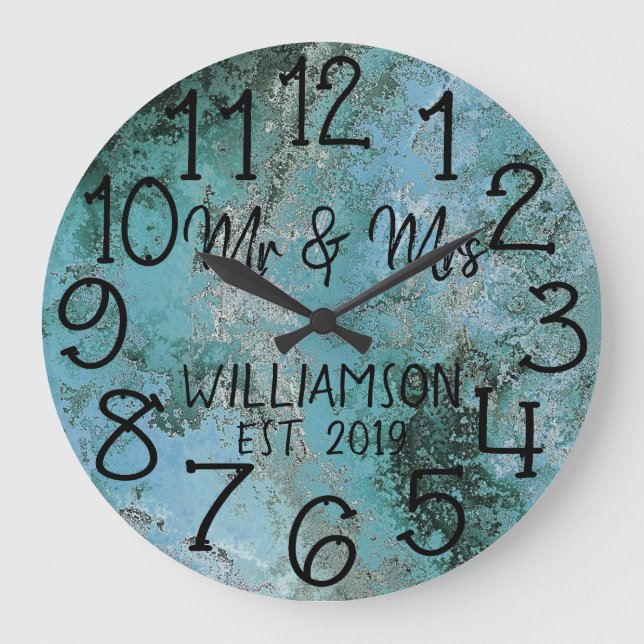 Grande Horloge Ronde Rustique Personnalisé en Distress Rust Personnalis (Recto)