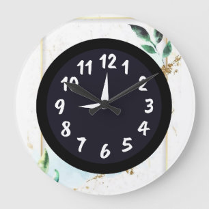 Grande Horloge Ronde Rustique  Unique  Blanc  Sarcelle 