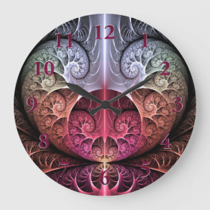 Grande Horloge Ronde Rythme cardiaque, art fractal de fantaisie surréal