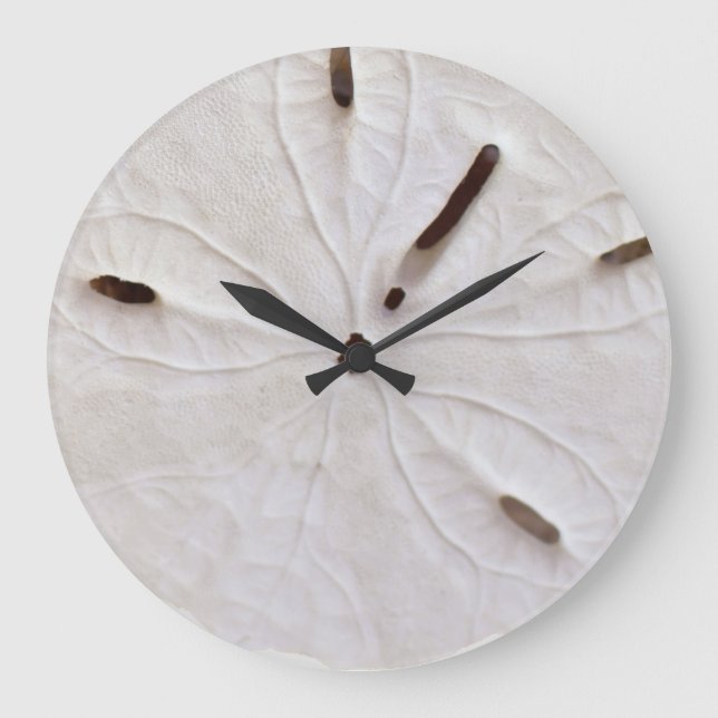 Grande Horloge Ronde Sable Dollar Coastal White Grey Trendy Cool (Recto)