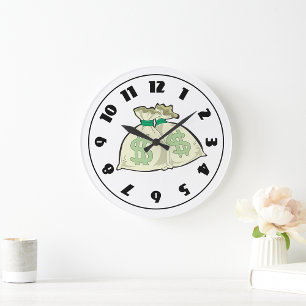 Grande Horloge Ronde Sacs d'argent