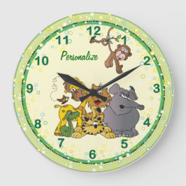 Grande Horloge Ronde Safari Jungle Baby Animaux