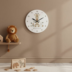 Grande Horloge Ronde Safari Portrait Girafe Ivoire ID1264