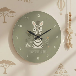 Grande Horloge Ronde Safari Portrait Zèbre ID1264