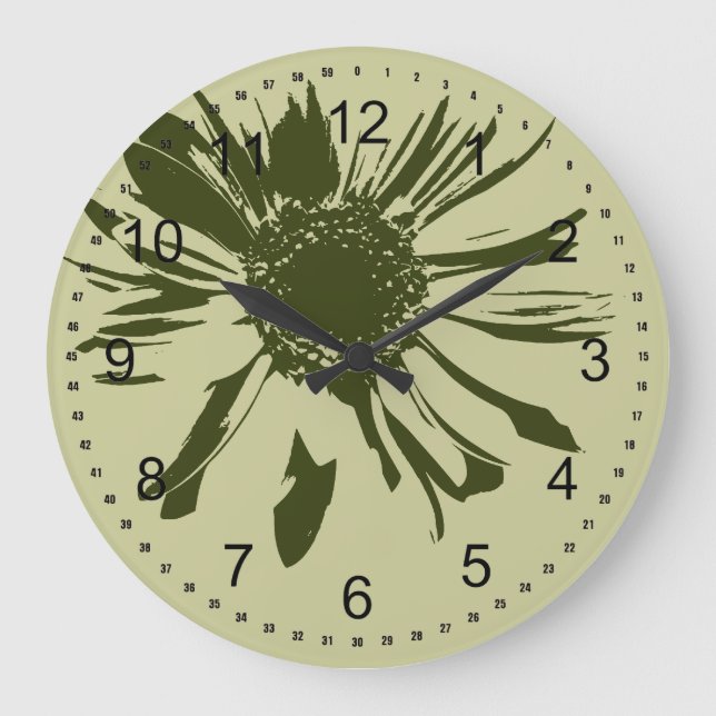 Grande Horloge Ronde Sage Green Gerbera (Recto)