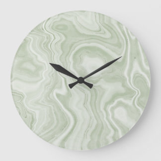 Grande Horloge Ronde Sage Green Marble Acrylic Wall Clock