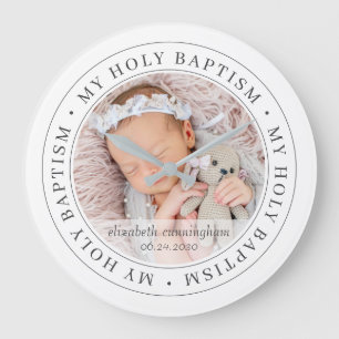 Grande Horloge Ronde Saint-Baptême Cadre simple Photo personnalisée m