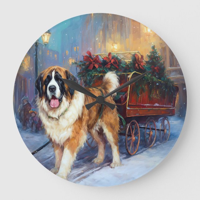 Grande Horloge Ronde Saint Bernard Christmas Festive (Recto)