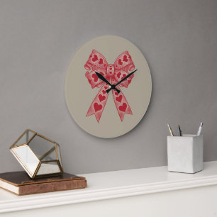 Grande Horloge Ronde Saint Valentin Coeur Coquette arc Retro Valentine