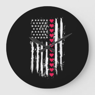 Grande Horloge Ronde Saint Valentin Coeurs rouges États-Unis Amérique
