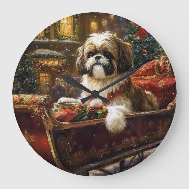 Grande Horloge Ronde Saison de Noël Shih Tzu (Recto)