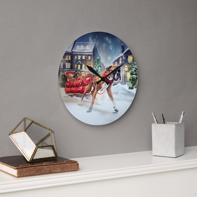Grande Horloge Ronde Saison Festive de Noël de Boxer (Bureau)