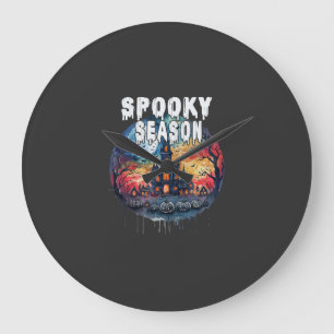 Grande Horloge Ronde Saison Halloween effrayante