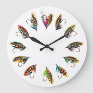 Grande Horloge Ronde Salmon fly wall clock