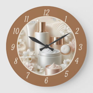 Grande Horloge Ronde Salon de beauté floral élégant