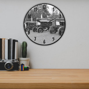 Grande Horloge Ronde Salon du tracteur monochrome en fer vieux 2016