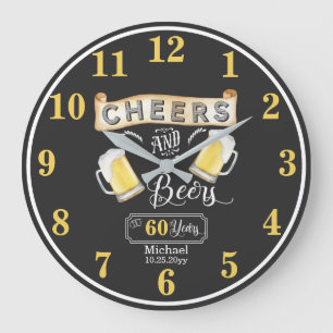 Grande Horloge Ronde Salutations et bières à 60 ans Anniversaire