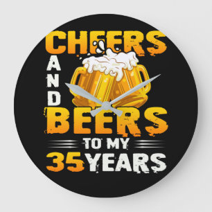 Grande Horloge Ronde Salutations Et Bières À Mes 35 Ans 35E Cadeau