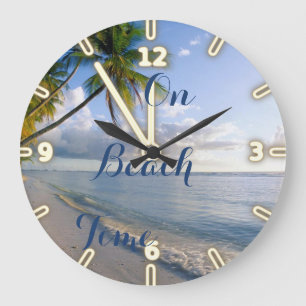 Grande Horloge Ronde Sand Ocean Sky Palm, Tropical Beach