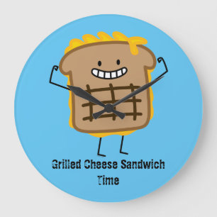 Grande Horloge Ronde Sandwich grillé heureux à fromage