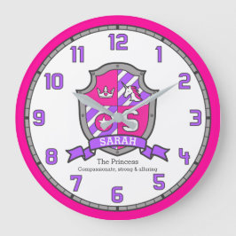 Grande Horloge Ronde Sarah lettre S nom signifiant bouclier princesse